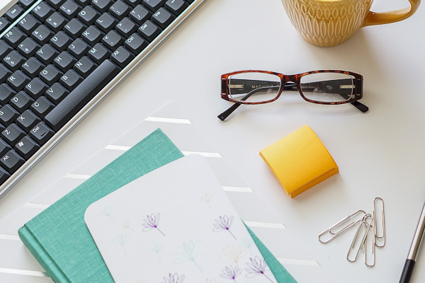 Free Stock Photos for Blogs - Teal and Yellow Office Desk 4