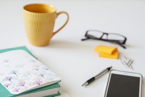 Free Stock Photos for Blogs - Teal and Yellow Office Desk 27