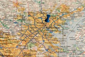 Free Stock Photos for Blogs - Baltimore Maryland Pinpoint on a Map