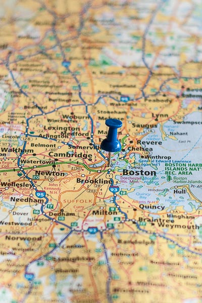 Free Stock Photos for Blogs - Boston Massachusetts Pinpoint on a Map