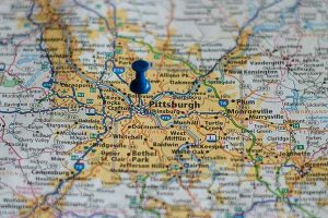 Free Stock Photos for Blogs - Pittsburg Pennsylvania Pinpoint on a Map