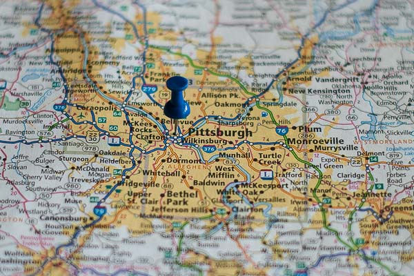 Free Stock Photos for Blogs - Pittsburg Pennsylvania Pinpoint on a Map