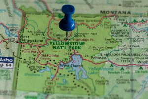 Free Stock Photos for Blogs - Yellowstone National Park Pinpoint on a Map